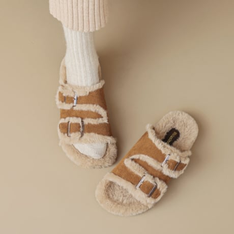 Soft Fleece Buckle Sandals｜ボアライニングバックルサンダル（2color）　 HG1010