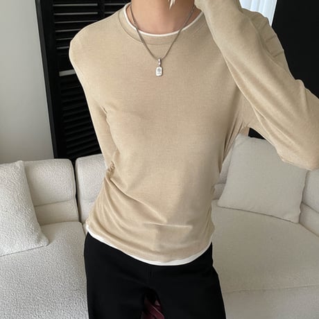 Shirring Layered Long Tee｜サイドシャーリングレイヤードトップス（3color）　HB1049