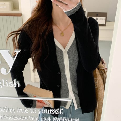 Rib V-Neck Cardigan｜リブVネックカーディガン（4color）　HA1016
