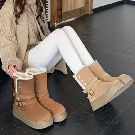 Fur Lined Mid Boots｜ファー付きミドルブーツ（2color）　 HG1005