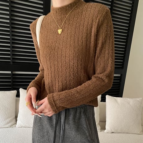 Soft Flock High-Neck Top｜ソフトフロックハイネックトップス（2color）　 HB1044