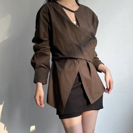 Soft Wrap Blouse｜カシュクール風ウエストシェイプブラウス（3color）　HB1066