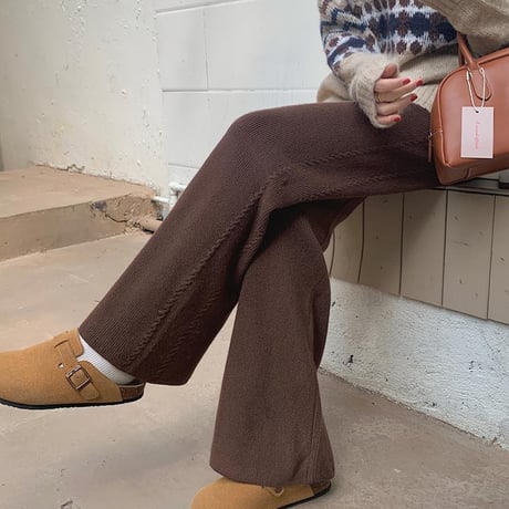 Knit Wide Leg Pants｜ツイストラインニットワイドパンツ（7color）　HC1022