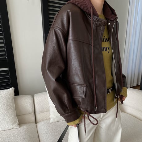 Hood Leather Jacket｜フードレザージャケット（2color）　 HA1033