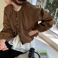Soft Cotton Short Jacket｜クルーネックコットンショートジャケット（2color）　HA1064