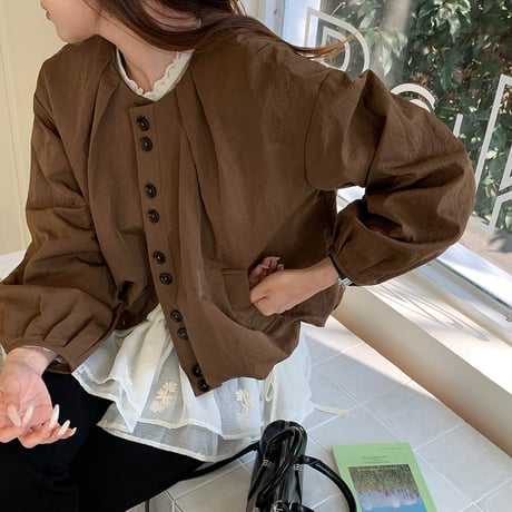 Soft Cotton Short Jacket｜クルーネックコットンショートジャケット（2color）　HA1064