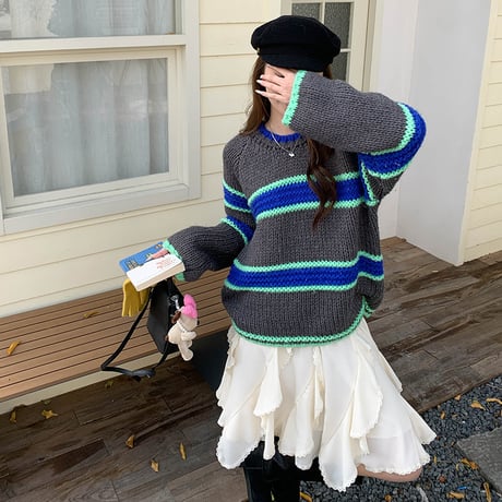 Chunky Stripe Knit｜チャンキーストライプニット（4color）　HB1005