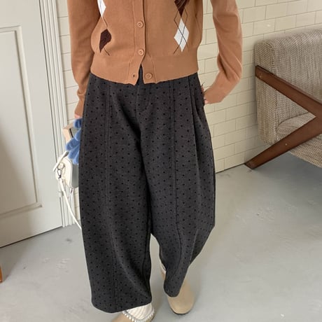 Cut-out Heart Fleece Wide Leg Pants｜カットアウトハート裏起毛ワイドレッグパンツ　HC1012