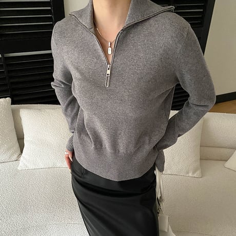 Half Zip Rib Knit｜ハーフジップリブニット（5color）　 HB1046