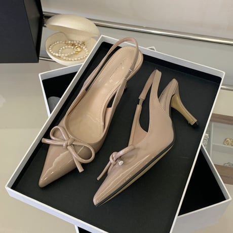 ribbon pointed slingback heel｜リボンポインテッドスリングバックヒール（2color）　HG1030