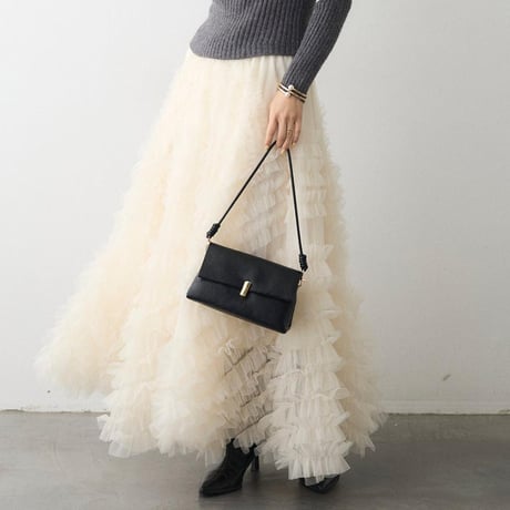 Soft Tulle Volume Skirt｜ソフトチュールフレアロングスカート（3color）　HD1021