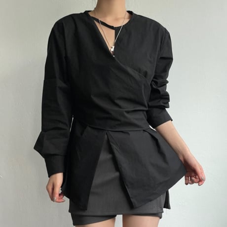 Soft Wrap Blouse｜カシュクール風ウエストシェイプブラウス（3color）　HB1066