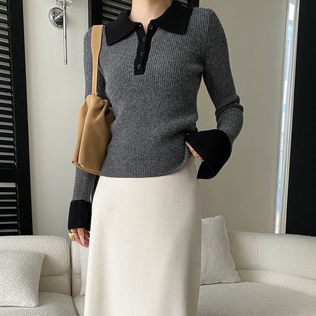 Soft Rib Polo Knit｜ ソフトリブポロカラーニットトップス （4color）　 HB1042
