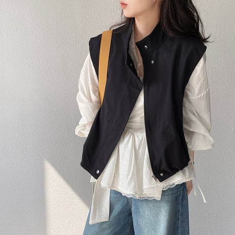 tand collar zip vest｜スタンドカラージップベスト（2color）　HB1091