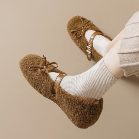 Soft Fur Mary Jane Shoes｜ソフトファーメリージェーンフラットシューズ（3color）　 HG1004
