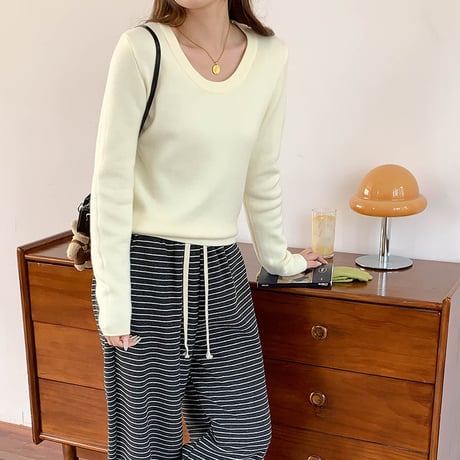 Soft Fleece U-Neck Knit｜ソフトフリースUネックスリムニット（6color）　HB1010