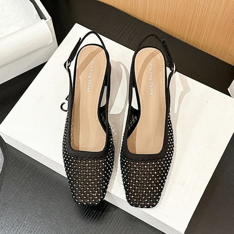 mesh sparkle slingback heel｜メッシュスパークルスリングバックヒール（3color）　HG1031
