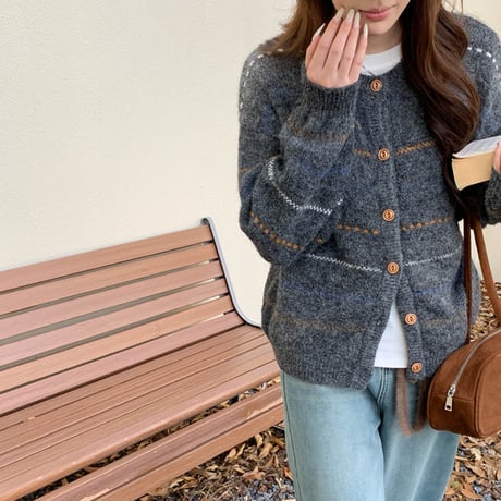 Retro Stripe Cozy Knit Cardigan｜レトロストライプコージーニットカーディガン（3color）　 HA1032