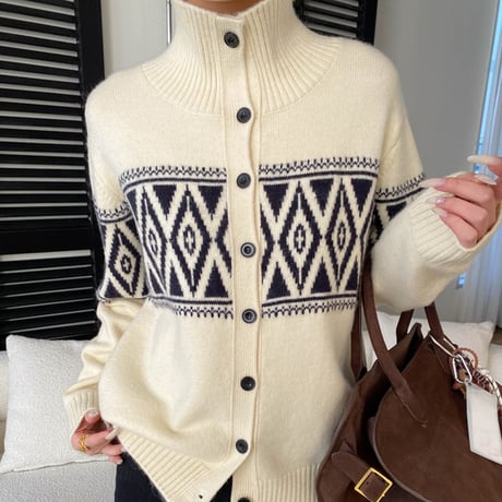 Nordic Diamond Knit Cardigan｜ノルディックダイヤニットカーディガン （4color）　 HA1040