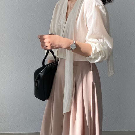 sheer chiffon tie blouse｜シアーシフォンタイブラウス（2color）　HB1086
