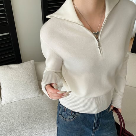 Half Zip Rib Knit｜ハーフジップリブニット（5color）　 HB1046
