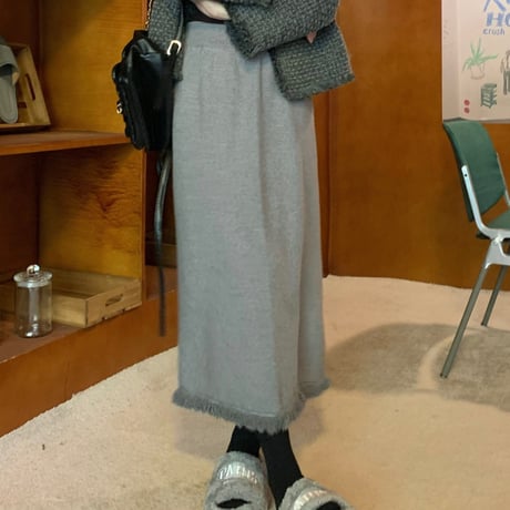 Tassel Knit Straight Skirt｜タッセルデザインニットストレートスカート（4color）　HD1016