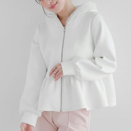 Frill Hoodie｜フリルメッシュフード付きペプラムジップフーディ（3color）　HB1068