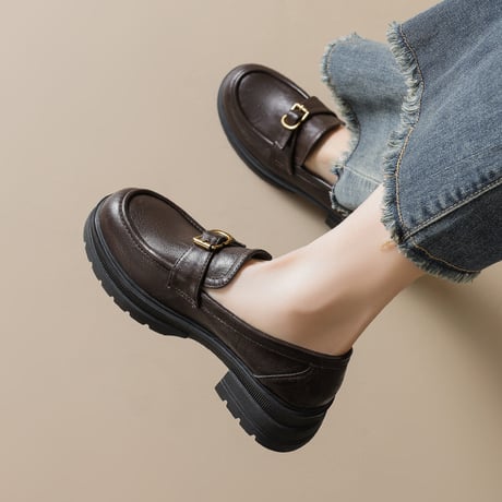 Metal Buckle Heel Loafers｜メタルバックルヒールローファー（2color）　HG1028