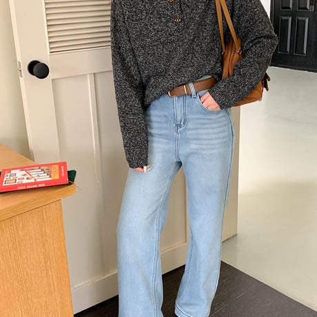Soft Henley Neck Knit｜ソフトヘンリーネックニット（4color）　HB1013