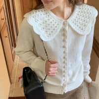 Lace Collar Knit Cardigan｜レースカラー付きニットカーディガン（3color）　HA1065