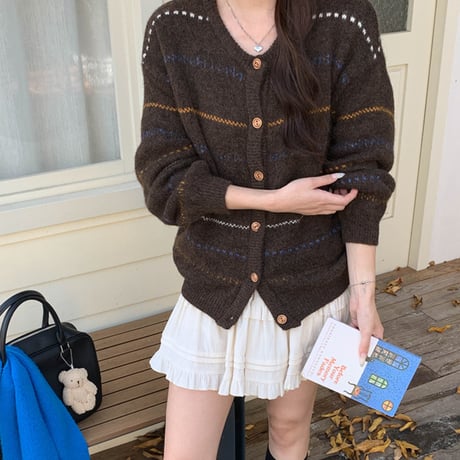 Retro Stripe Cozy Knit Cardigan｜レトロストライプコージーニットカーディガン（3color）　 HA1032