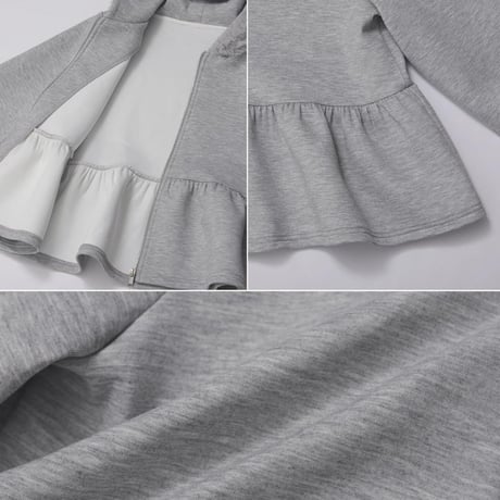 Frill Hoodie｜フリルメッシュフード付きペプラムジップフーディ（3color）　HB1068