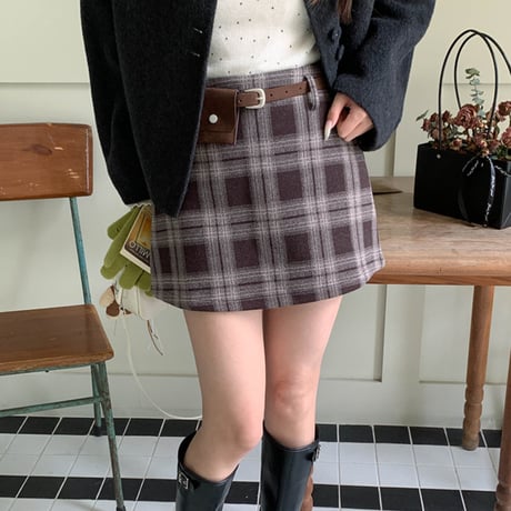 Plaid A-line Mini Skirt｜チェック柄Aラインミニスカート（2color）　HD1005