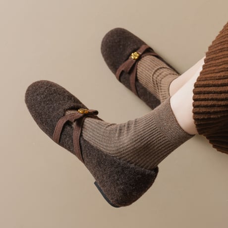 Warm Bow Mary Jane Shoes｜ウォームボウメリージェーンシューズ（2color）　 HG1007