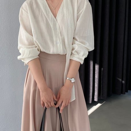 sheer chiffon tie blouse｜シアーシフォンタイブラウス（2color）　HB1086