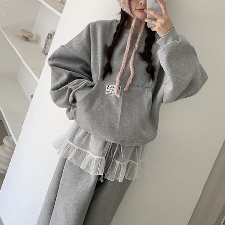 Frill Layer Sweat Set｜フリルレイヤードスウェットセット（2color）　HF1006