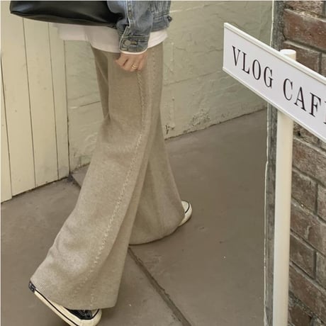 Knit Wide Leg Pants｜ツイストラインニットワイドパンツ（7color）　HC1022