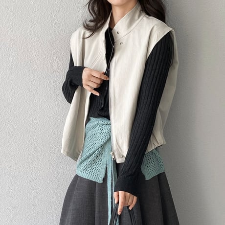 tand collar zip vest｜スタンドカラージップベスト（2color）　HB1091