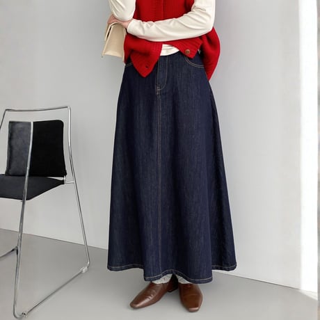 natural denim flare skirt｜ナチュラルデニムフレアスカート　HD1024