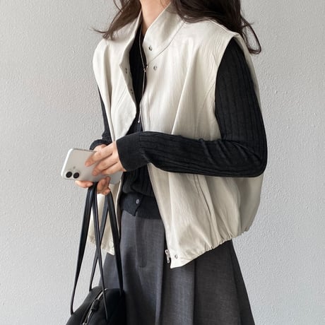 tand collar zip vest｜スタンドカラージップベスト（2color）　HB1091
