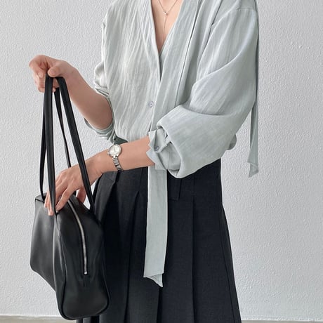 sheer chiffon tie blouse｜シアーシフォンタイブラウス（2color）　HB1086