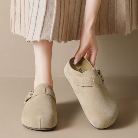 Soft Suede Buckle Shoes｜スエード調バックルフラットシューズ（3color）　 HG1011