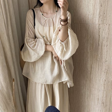 soft linen blouse set｜ソフトリネンブラウスセットアップ（2color）　HF1021