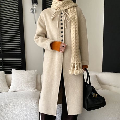 Ribbon Wool Coat｜リボンウールロングコート（4color）　 HA1047