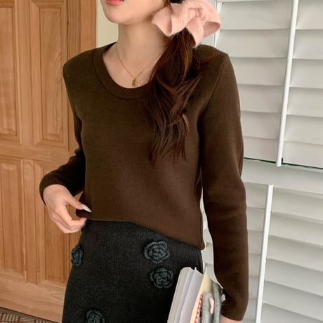 Soft Fleece U-Neck Knit｜ソフトフリースUネックスリムニット（6color）　HB1010