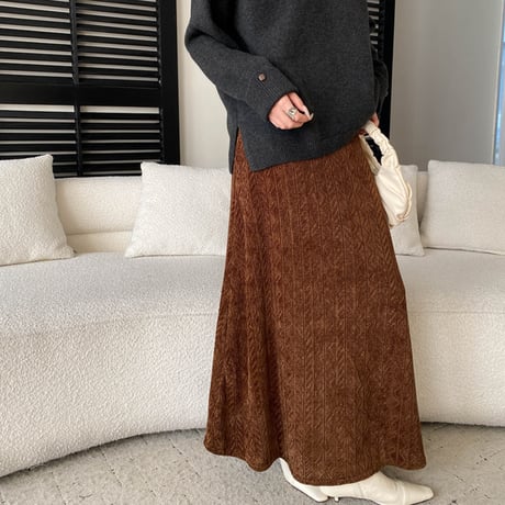 Jacquard Knit Skirt｜ジャガードニットロングスカート（3color）　HD1010
