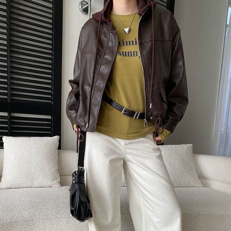 Hood Leather Jacket｜フードレザージャケット（2color）　 HA1033
