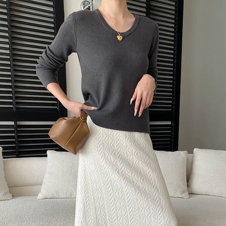 Soft Rib U-Neck Knit｜ソフトリブUネックニット（3color）　HB1030