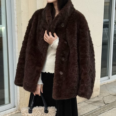 Soft Faux Fur Stand Coat｜エレガントフェイクファーコート（2color）　 HA1060