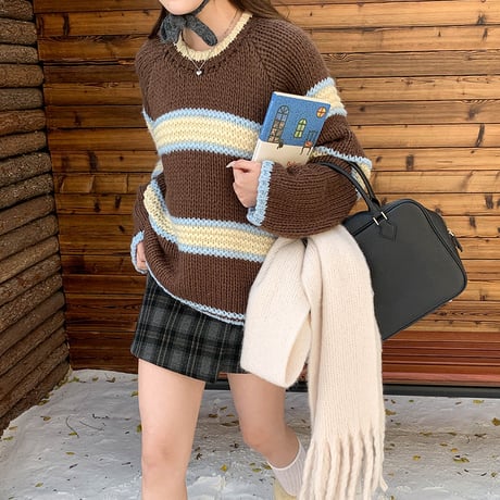 Chunky Stripe Knit｜チャンキーストライプニット（4color）　HB1005